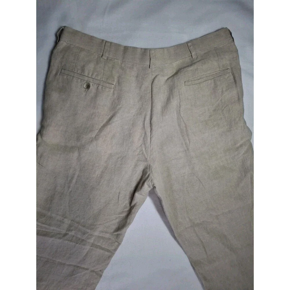 Jonh Nordstrom 36R Linen Dress Pants Luxury Beach Leisure Cream Trousers Vaca